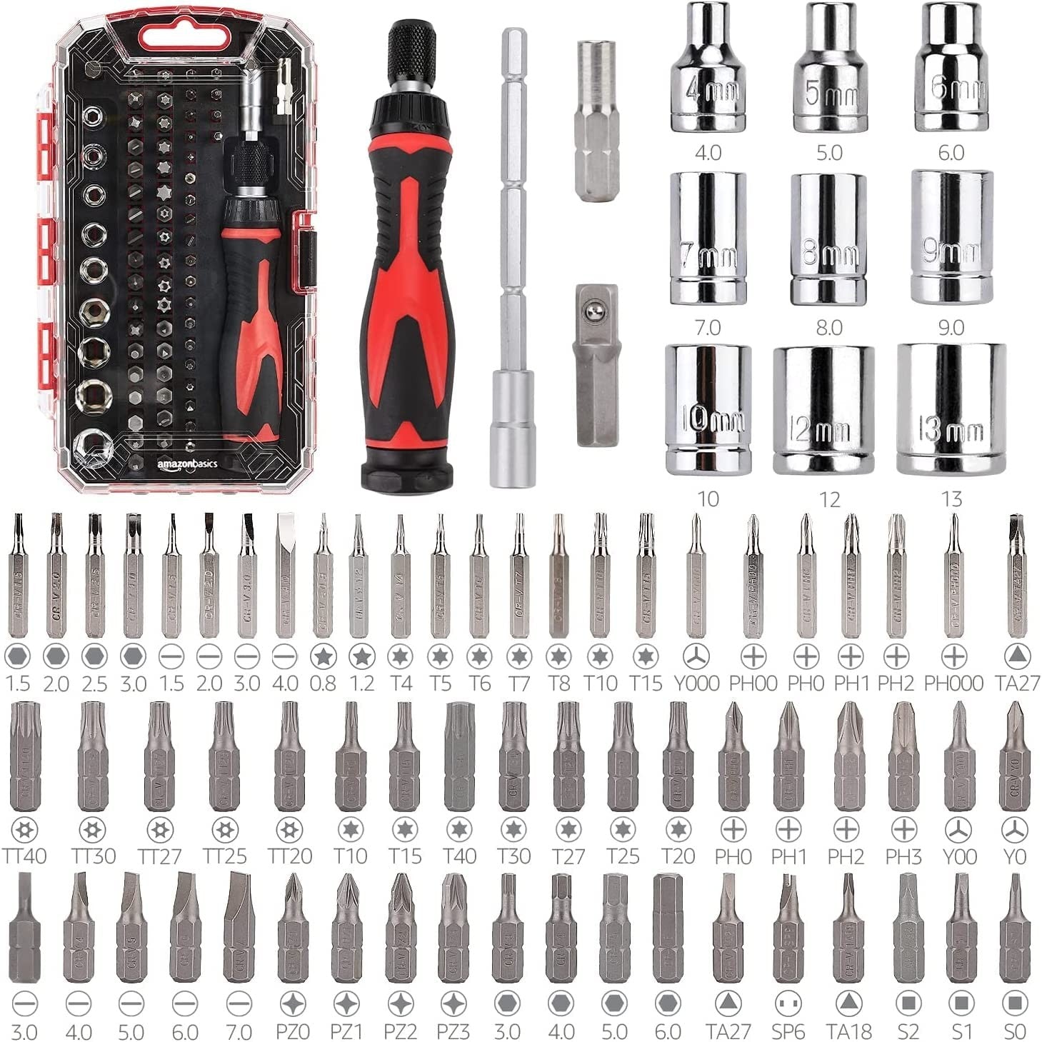 Magnetic Ratcheting Wrench and Electronics Precision Screwdriver Tool Set, 73-Pc