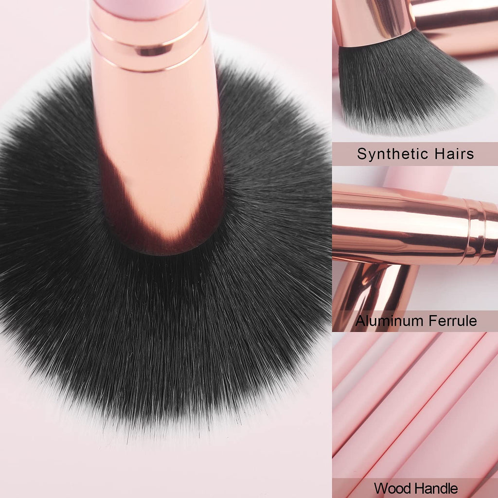 Real Perfection Makeup Brush Set 16 Pcs with 1 Eyebrow Razor Premium Synthetic