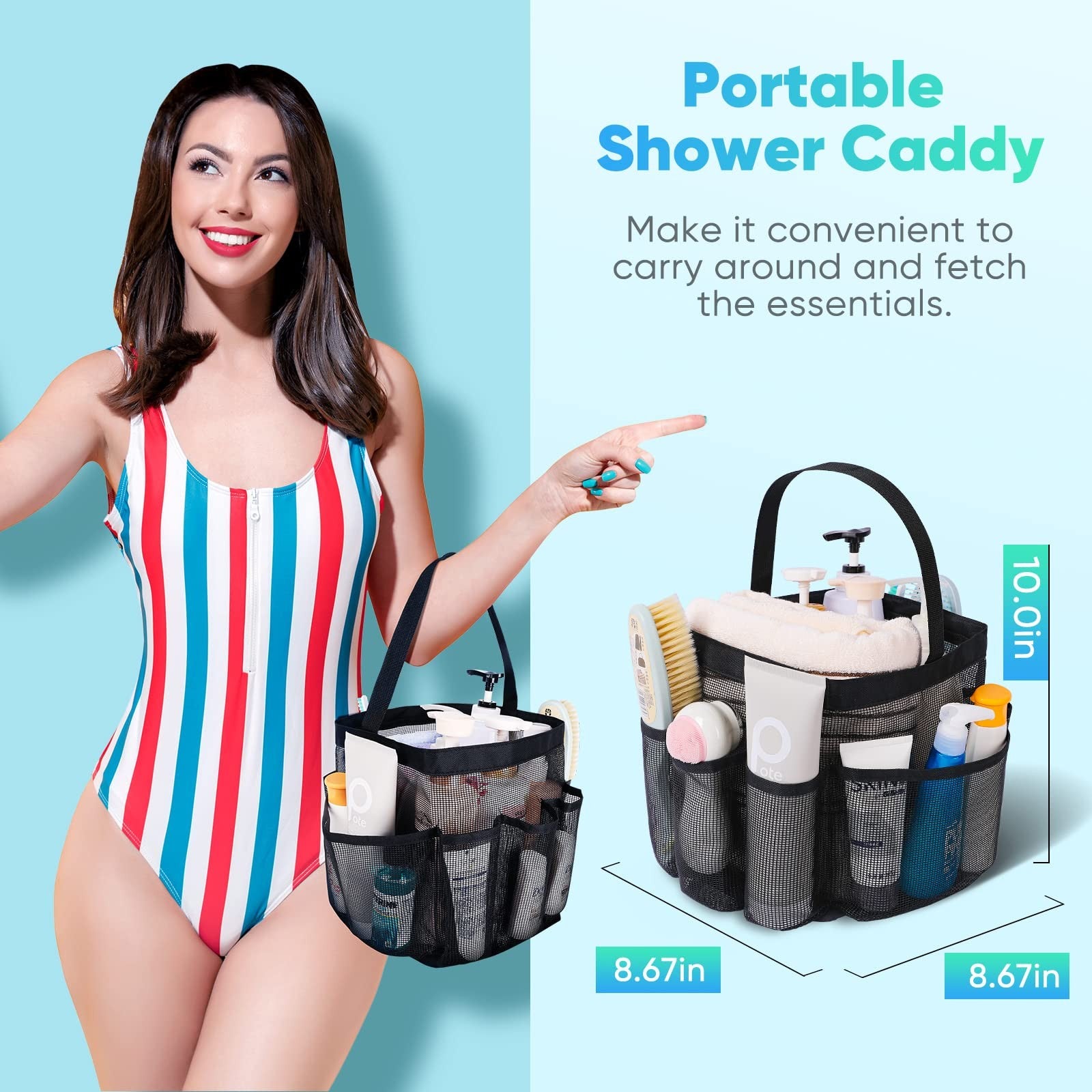 EUDELE Mesh Shower Caddy Portable for College Dorm Room Essentials, Shower Caddy
