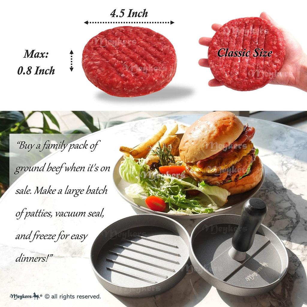 4.5" Hamburger Press Patty Maker w/150 Patty Papers Nonstick Burger Mold BPA