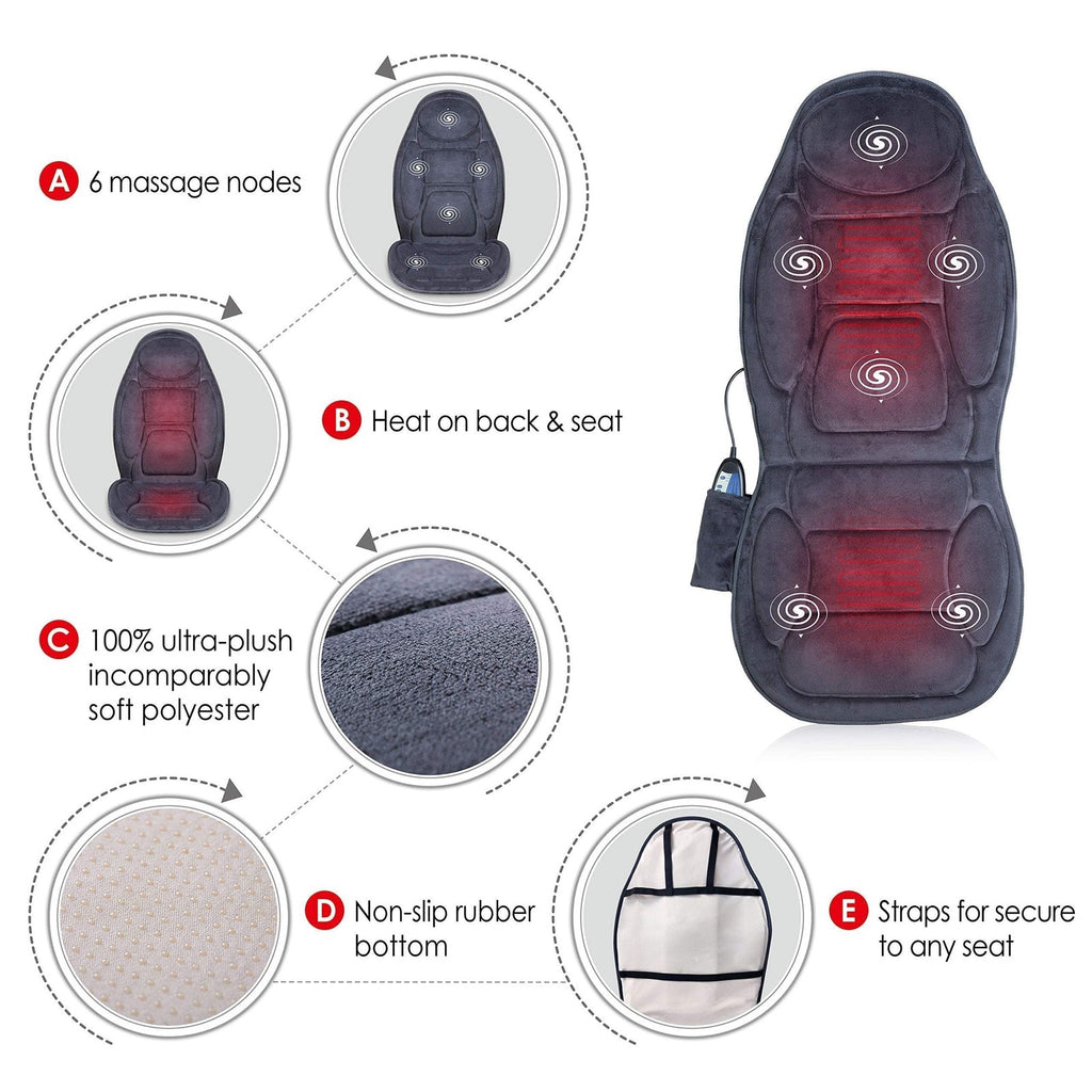 Snailax Vibration Back Massager Heat Seat Cushion Home Office Chair Pad
