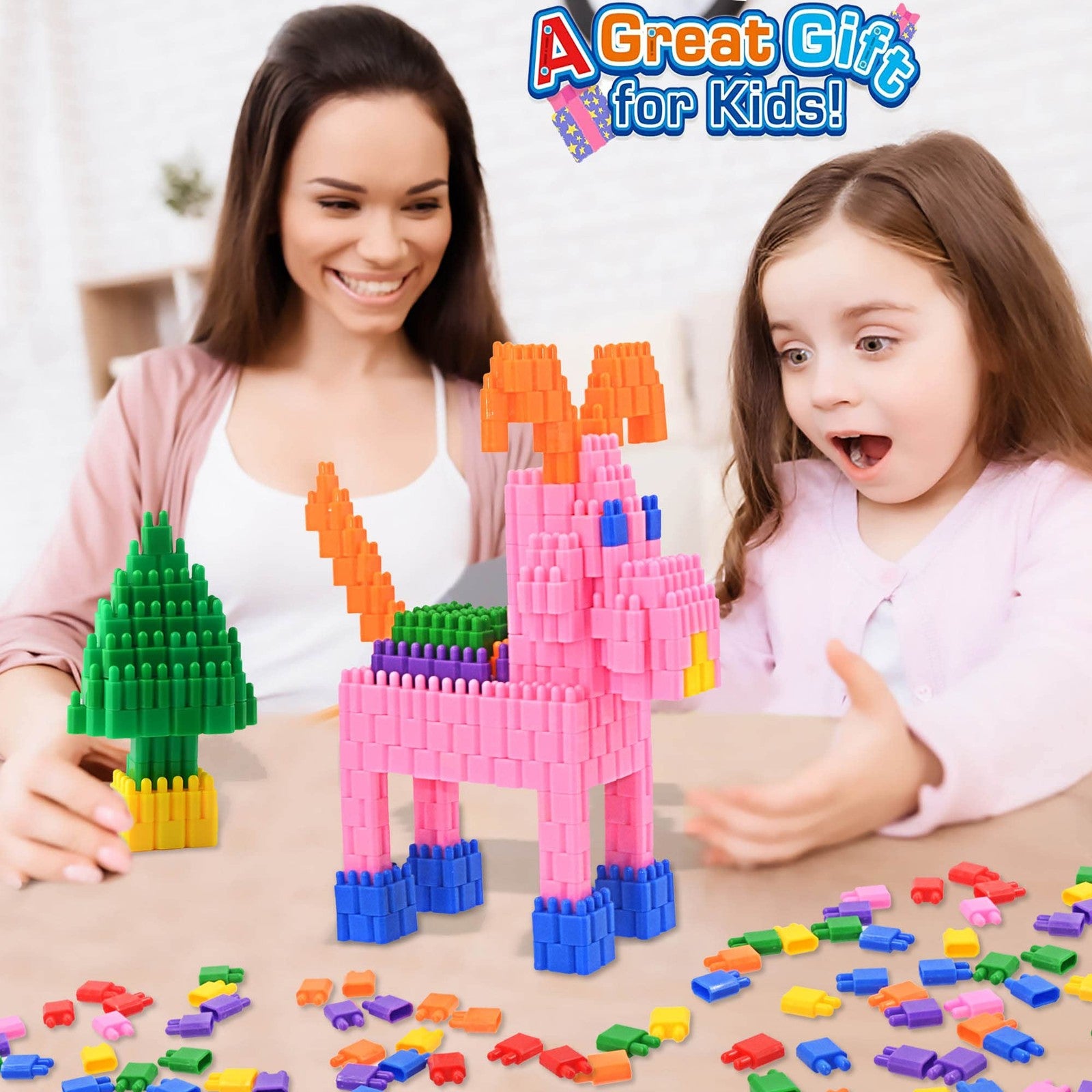 FUBAODA 600pcs Building Blocks Set Kids STEM Construction Toy Preschool Learning