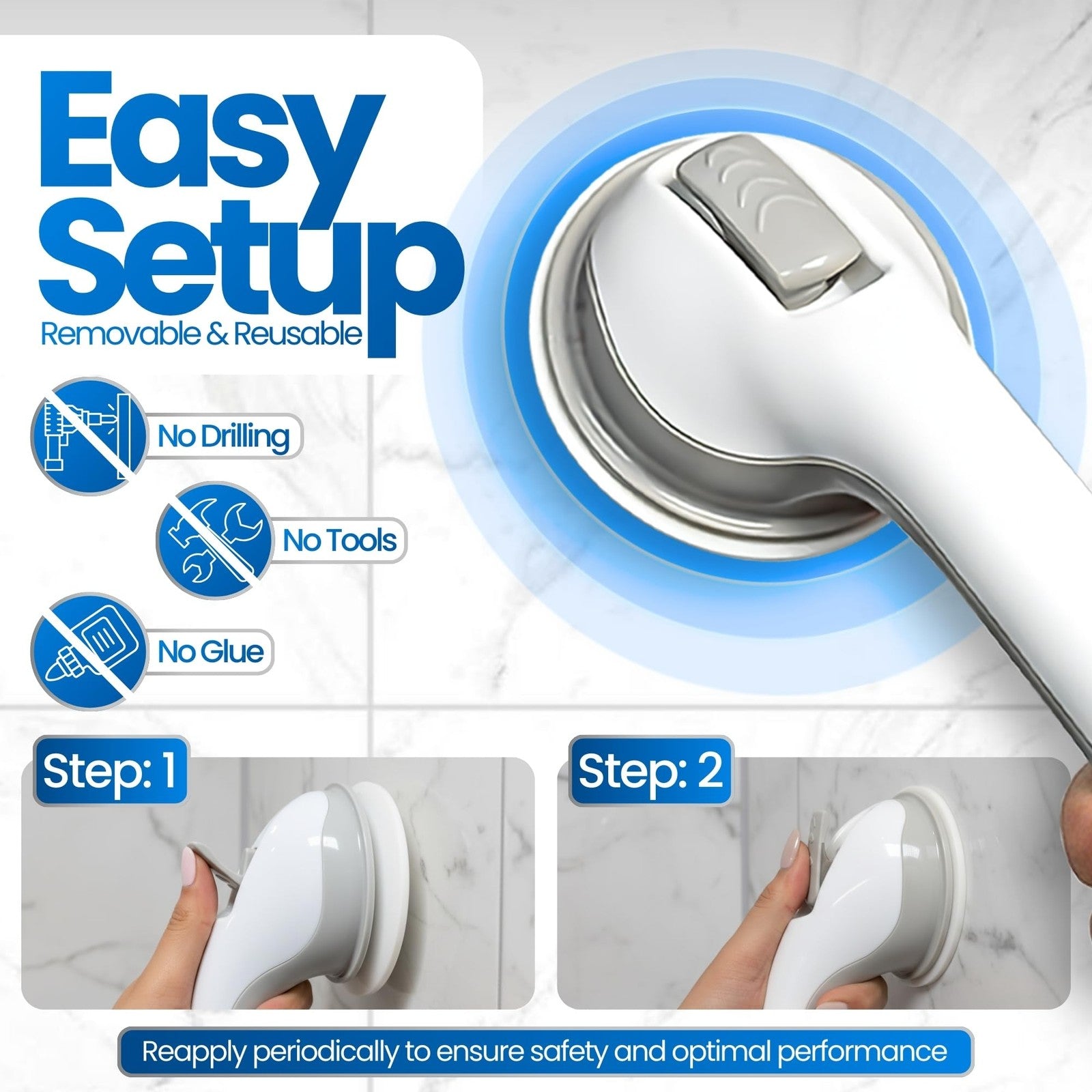 Safe-er-Grip Safe-er-Grip Changing Lifestyles Suction Cup Grab Bars for Bathtubs