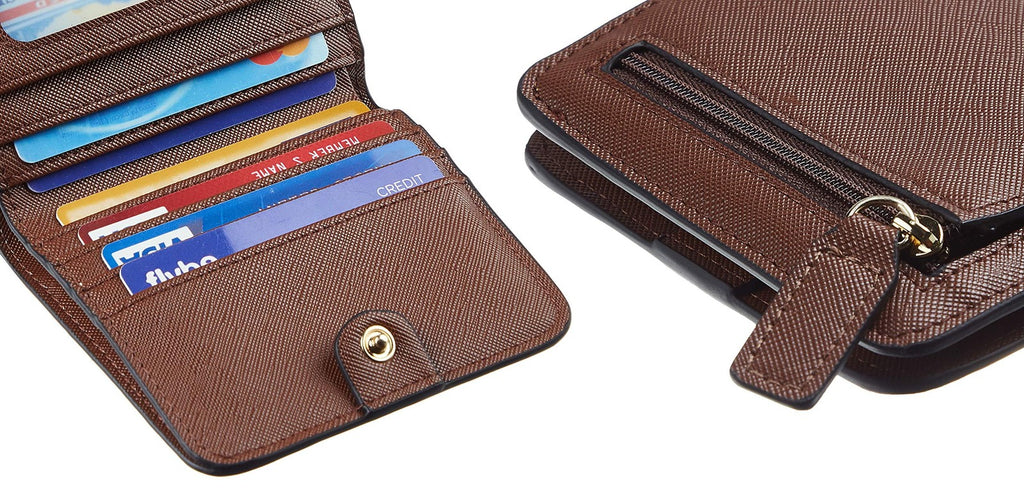Toughergun Slim RFID Leather Wallet for Women Compact Bifold ID Coin Zipper