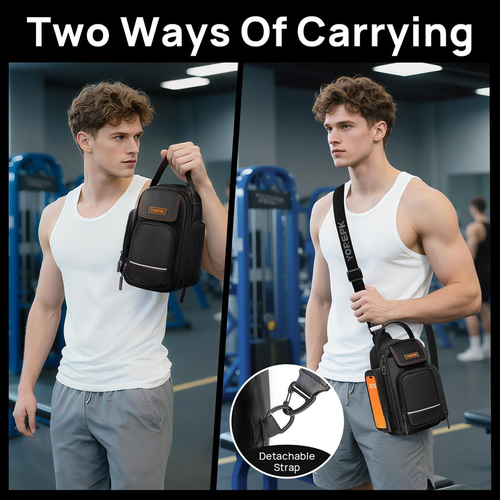 YOREPEK Magnetic Gym Bag Insulated Bottle Holder Phone Pocket Air Tag Pouch