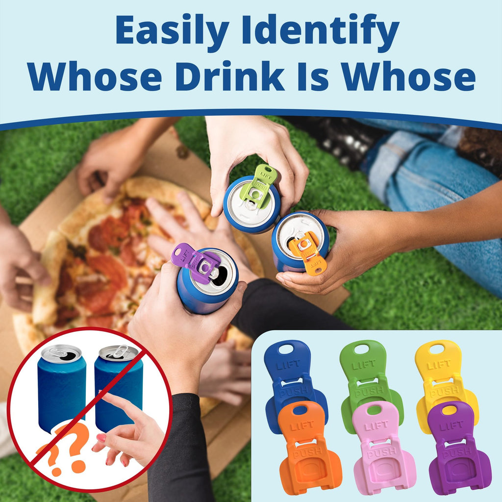 6 Pack Can Tab Opener Covers Fits 6-16oz & Slim Soda Beer Cans Bug Protector