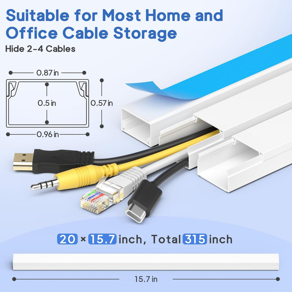 315in Cord Hider Kit Paintable Cable Raceway Wire Cover Wall Mount