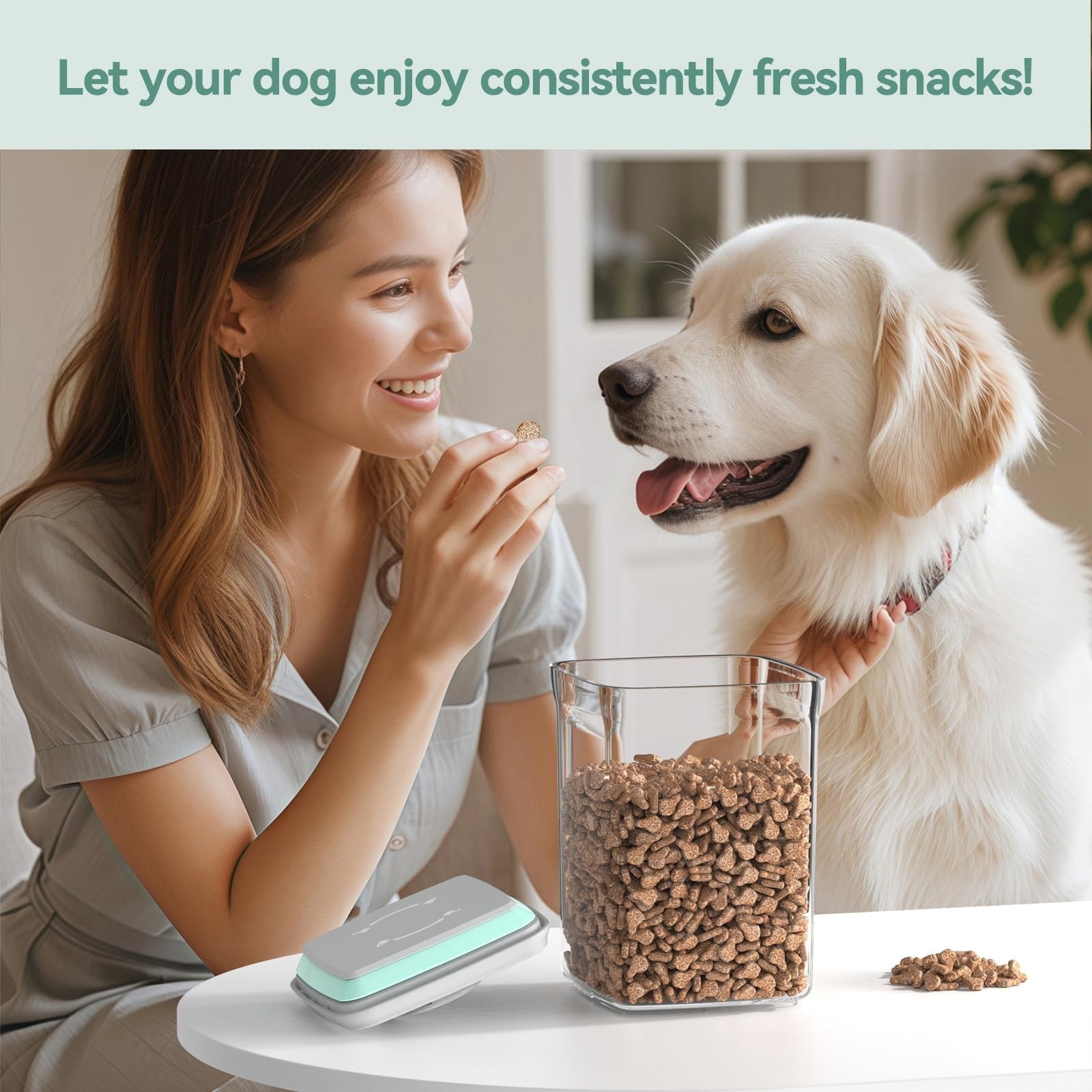 Dog Treat Container Airtight 1.3Qt BPA-Free Stackable Pet Food Jar