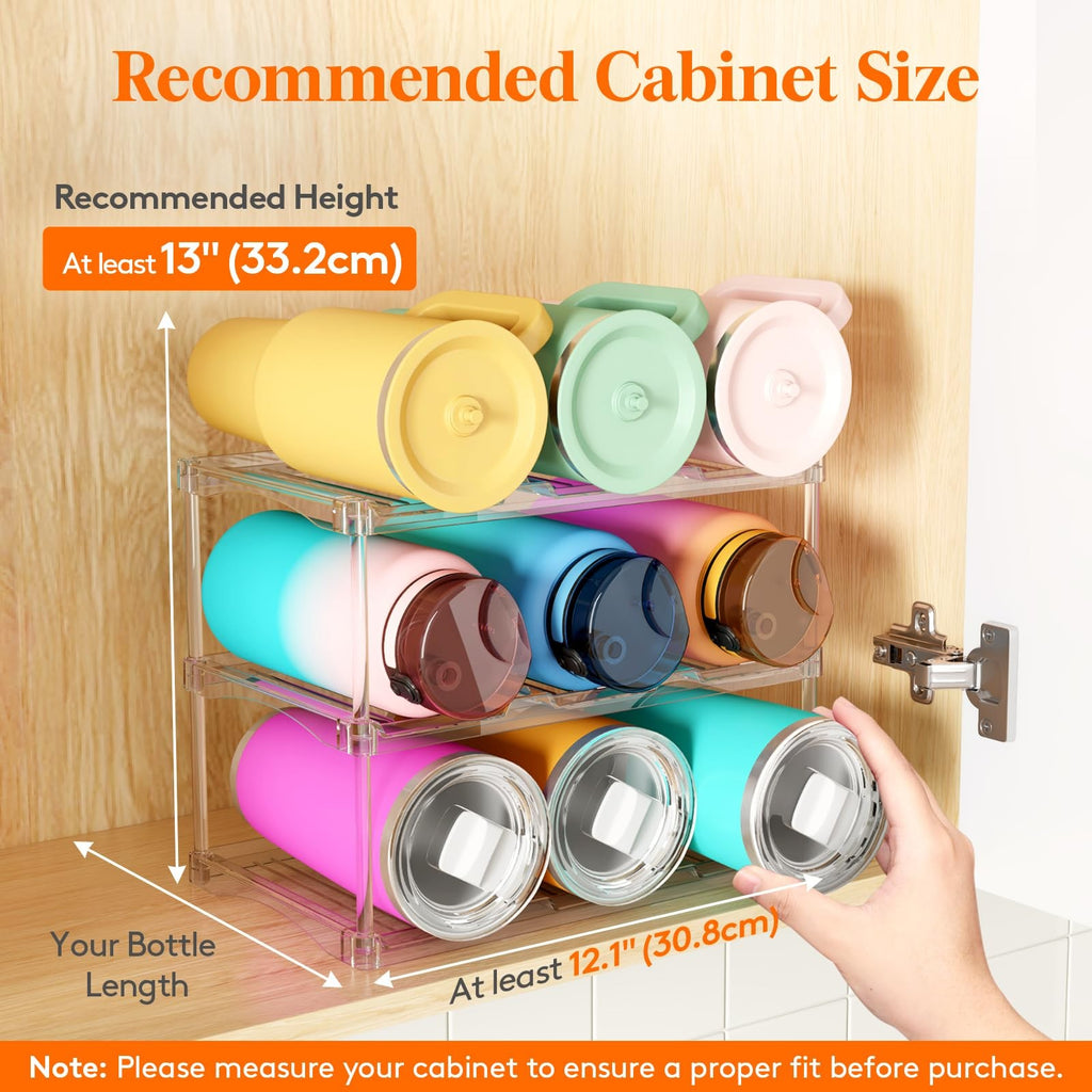 Stackable Bottle Storage Organizer, Clear Freestanding Wine Holder for Cabinet,