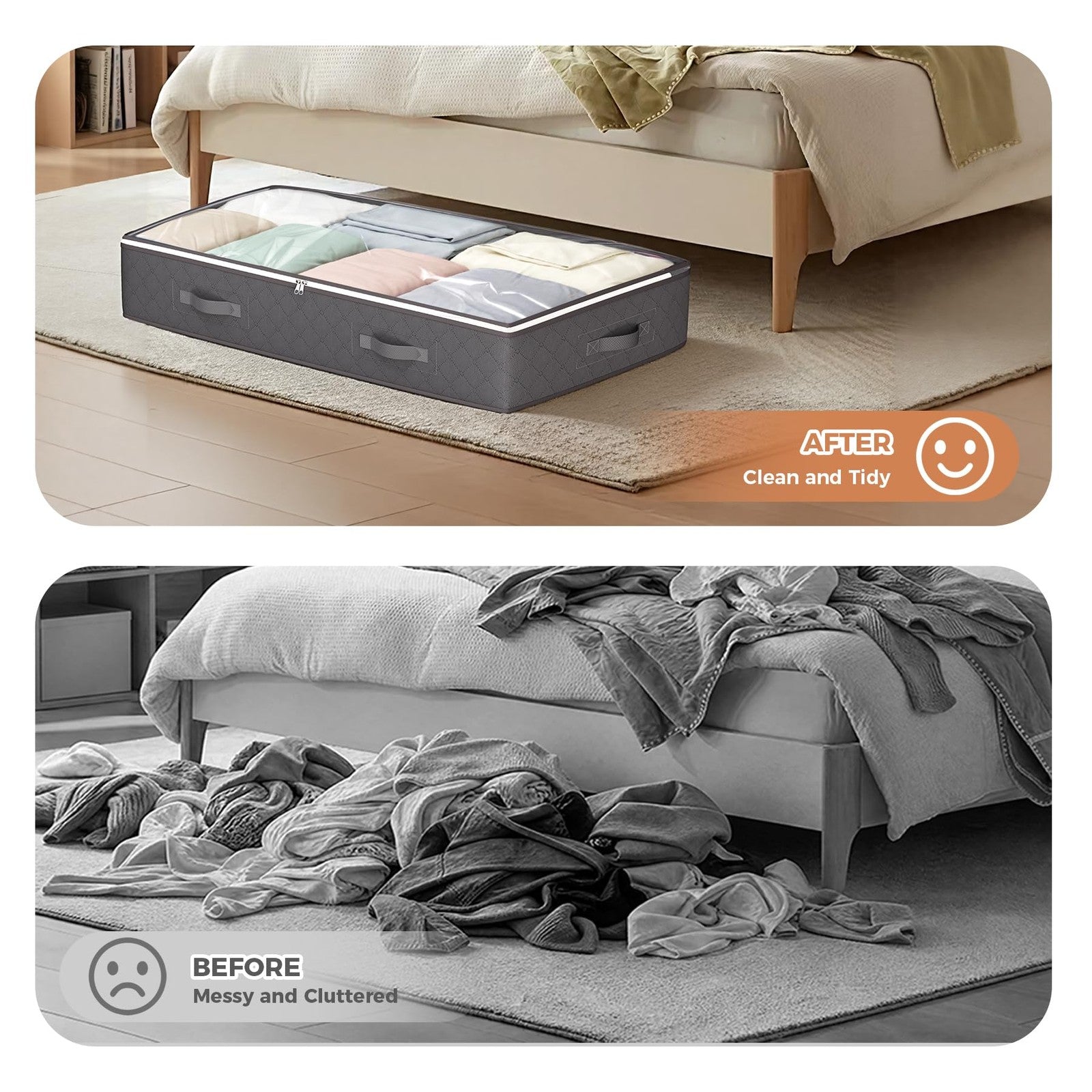 90L Under Bed Storage Containers, Closet Organizers and Storage Bins, Foldable