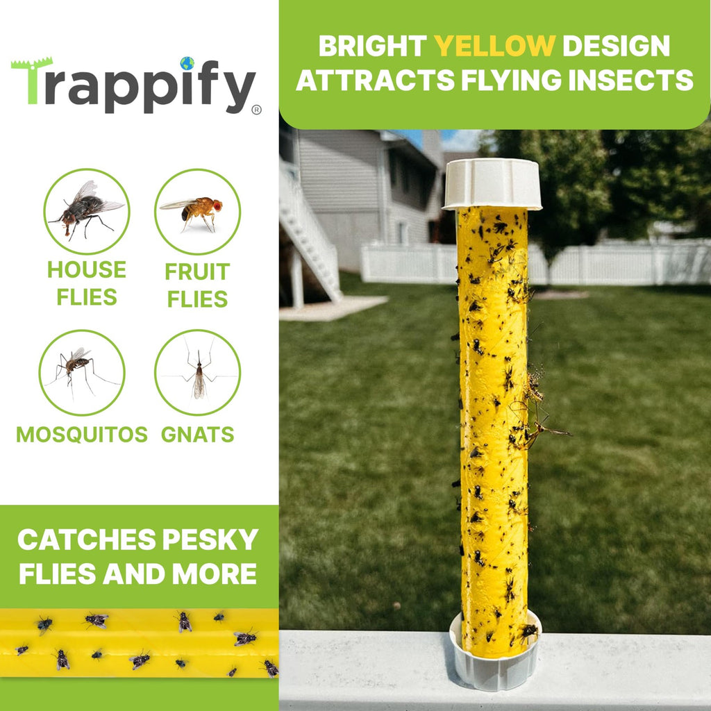 Trappify Fly Sticky Trap 2 Pack Indoor Outdoor Hanging Fly Gnat Trap Yellow