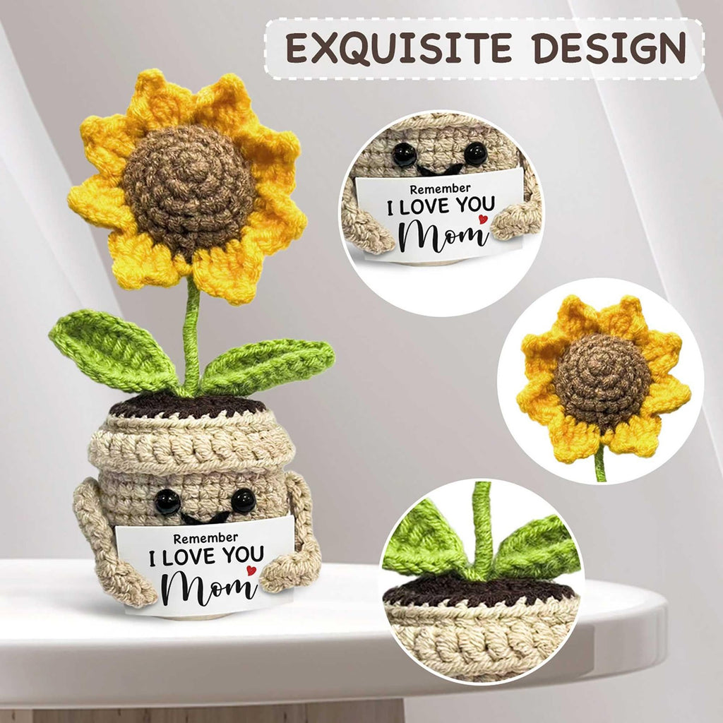 Crochet Sunflower Gift for Mom Handmade Cute Keepsake Desk Decor Home