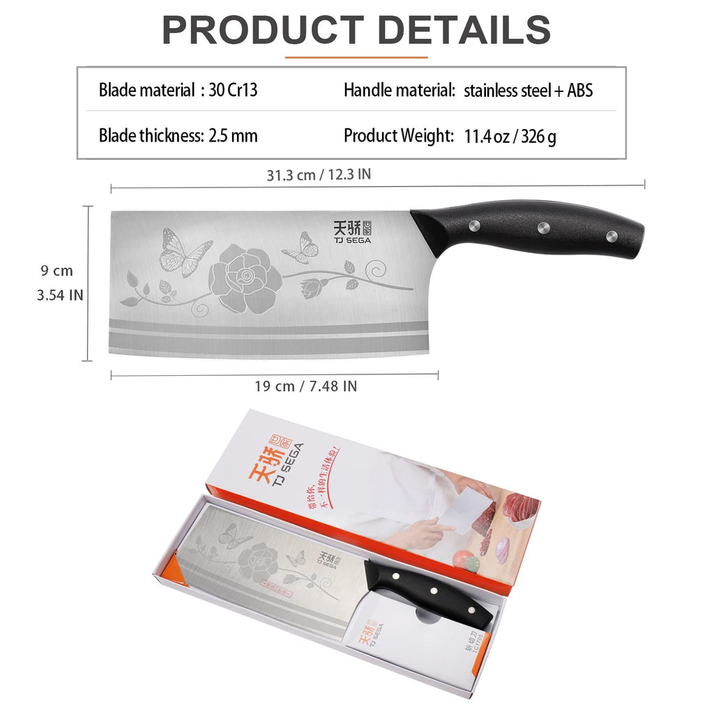 Meat Cleaver Knife 7.5in Chef Knife Heavy Duty Butcher Kitchen Tool