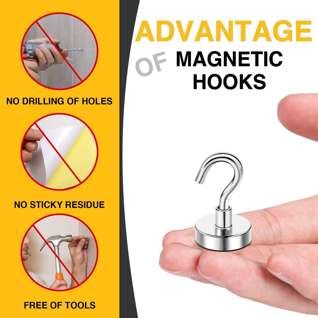 DIYMAG 20 Pack Magnetic Hooks 30 lb Heavy Duty Strong Magnets for Cruise Ship