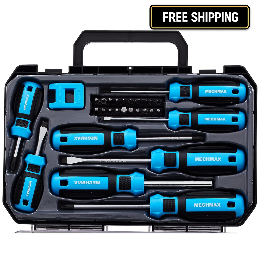29Pc Magnetic Screwdriver Set Phillips Slotted Torx Hex Bits Home Repair Kit