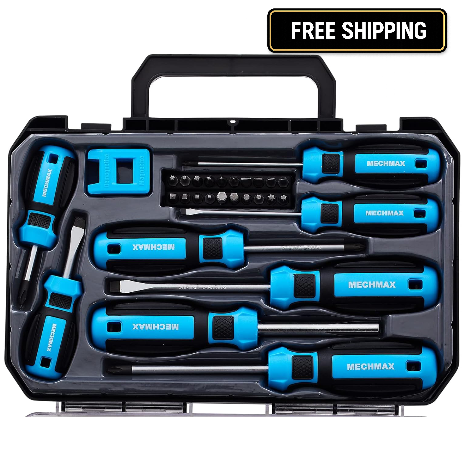 29Pc Magnetic Screwdriver Set Phillips Slotted Torx Hex Bits Home Repair Kit