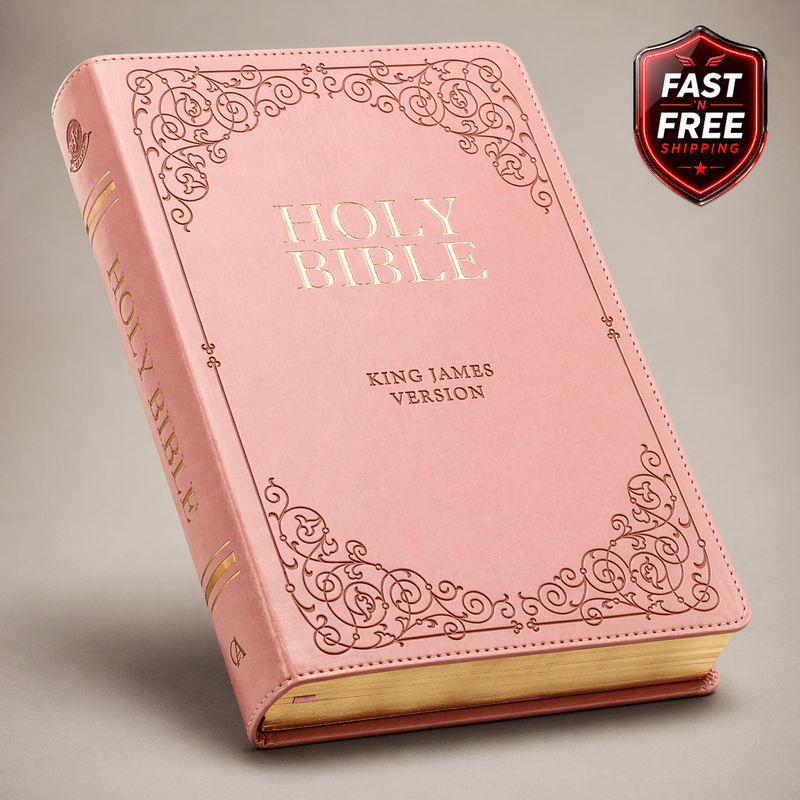 KJV Giant Print Bible Pink Faux Leather Thumb Index Easy Read Church Home