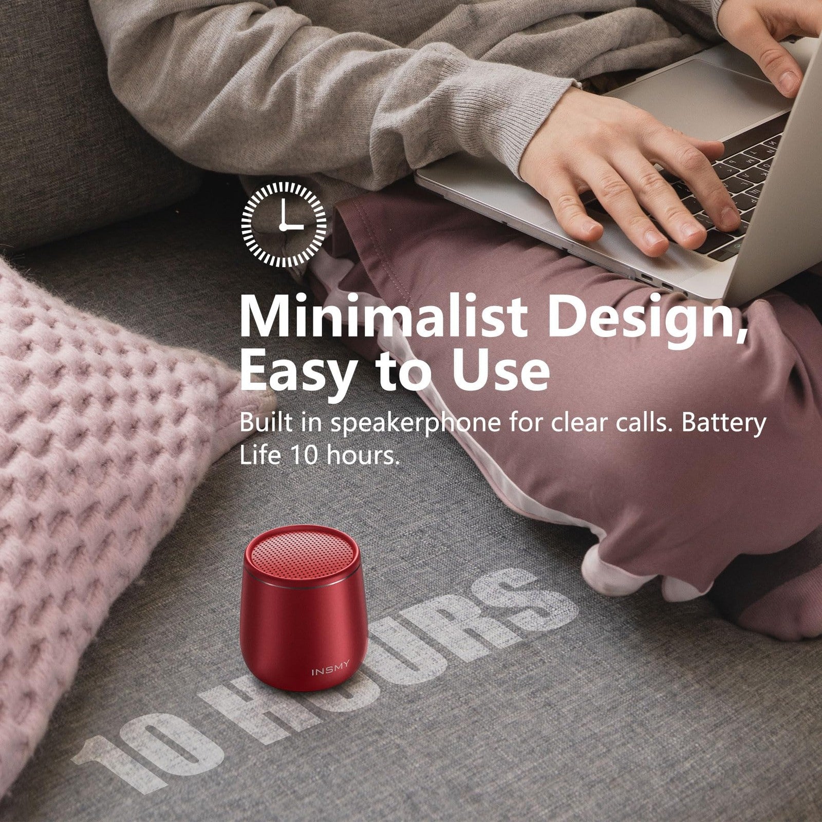 NSMY Mini Bluetooth Speaker Waterproof Pocket Portable Bass Audio Red