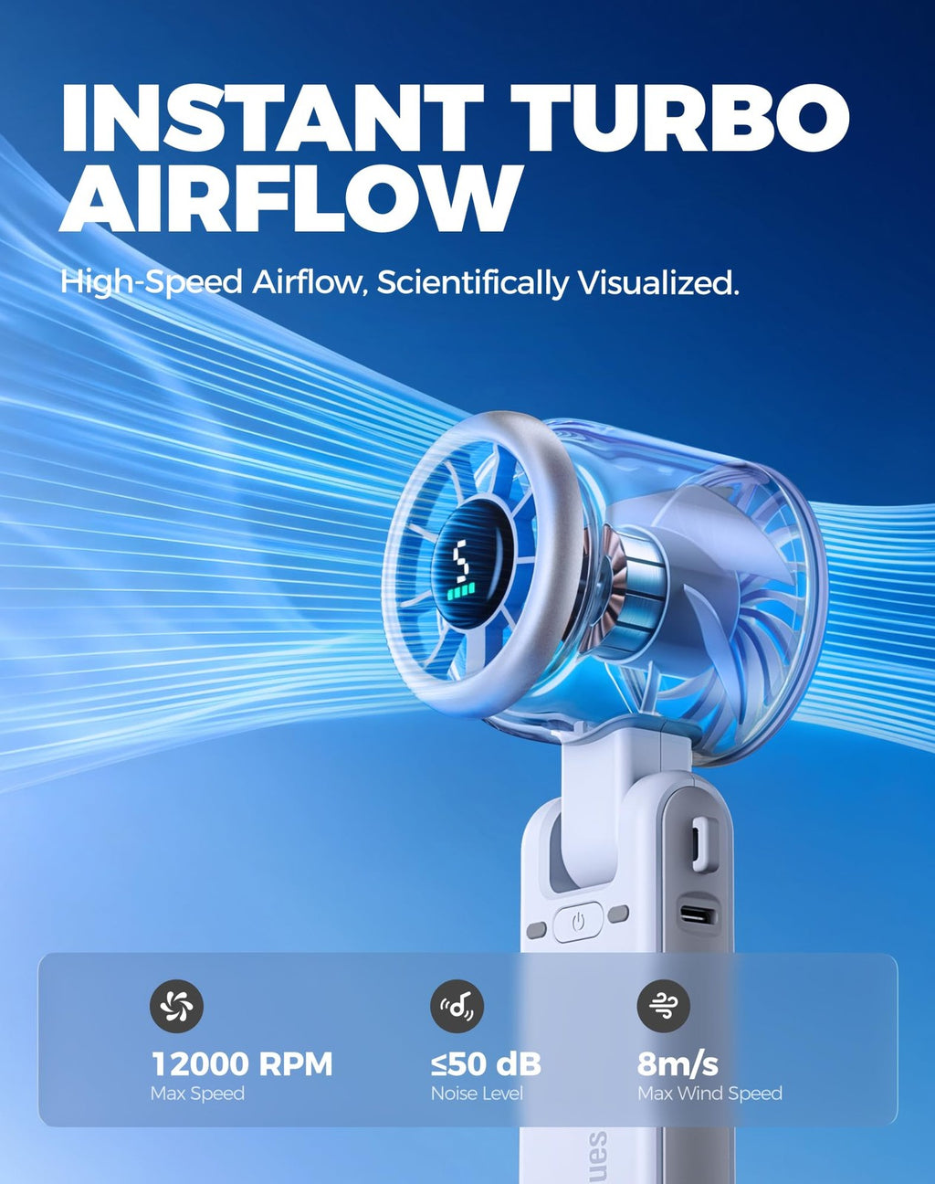 Diveblues Portable Handheld Turbo Fan 5 Gear Wind, Battery Operated Up to 12 hrs