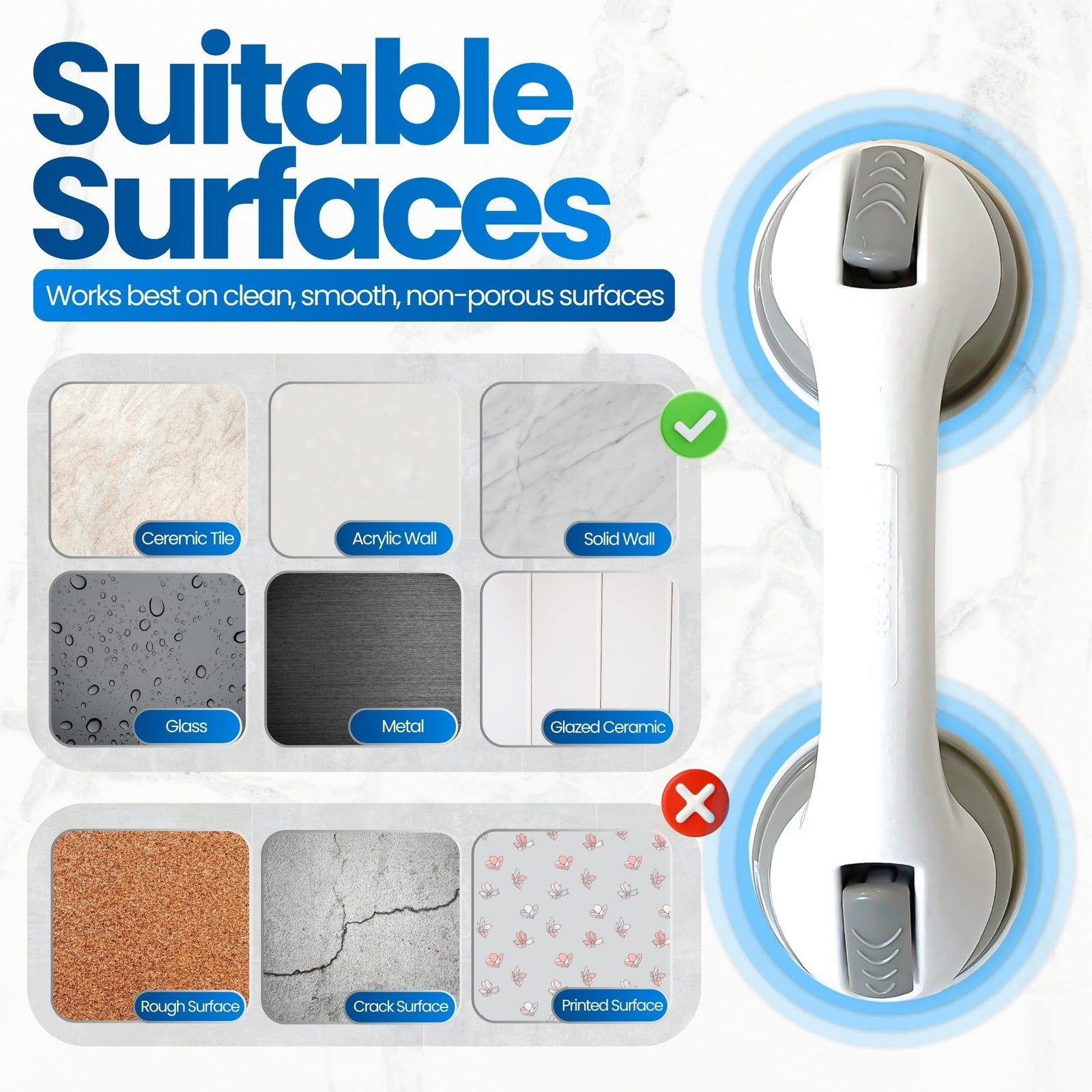Safe-er-Grip Safe-er-Grip Changing Lifestyles Suction Cup Grab Bars for Bathtubs