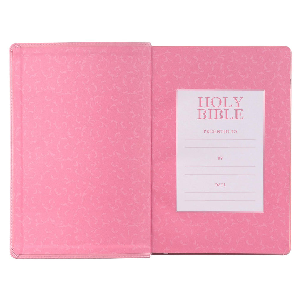 KJV Giant Print Bible Pink Faux Leather Thumb Index Easy Read Church Home