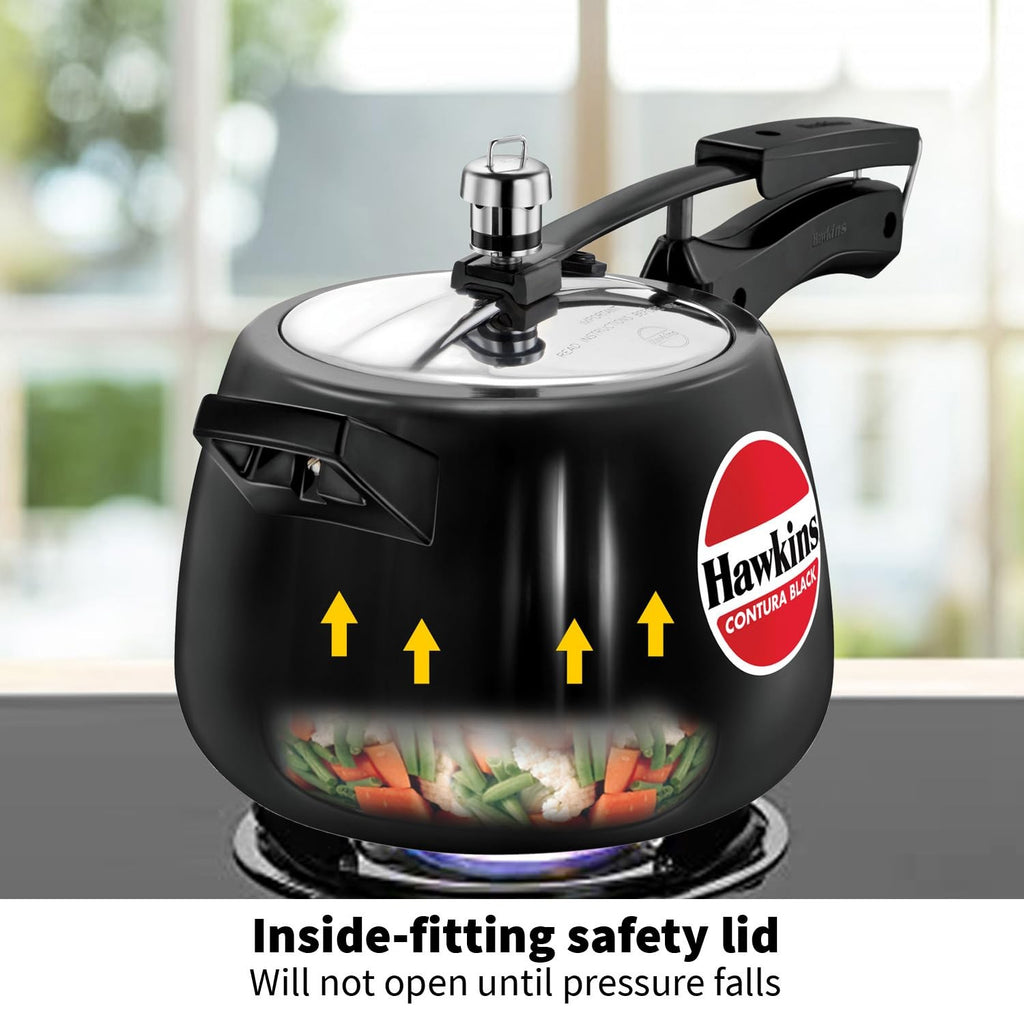 Hawkins 4L Contura Hard Anodized Pressure Cooker Inner Lid Black