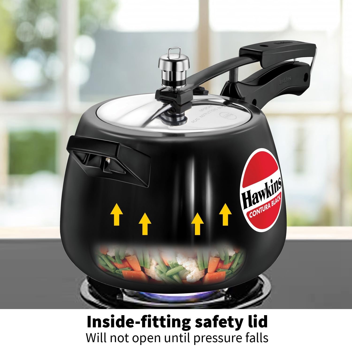 Hawkins 4L Contura Hard Anodized Pressure Cooker Inner Lid Black