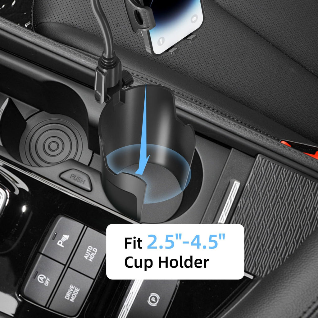 Cup Holder Phone Mount 8in Gooseneck Fits 2.5-4.5in Cup Holders 4-7in Phones