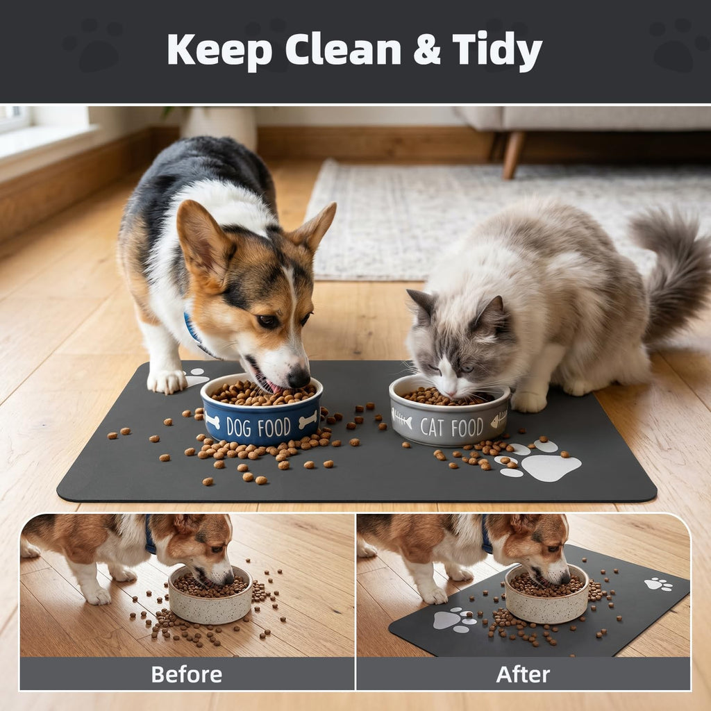 PADOOR Absorbent Pet Feeding Mat for Dog Food Water Bowl Quick Dry Easy Clean