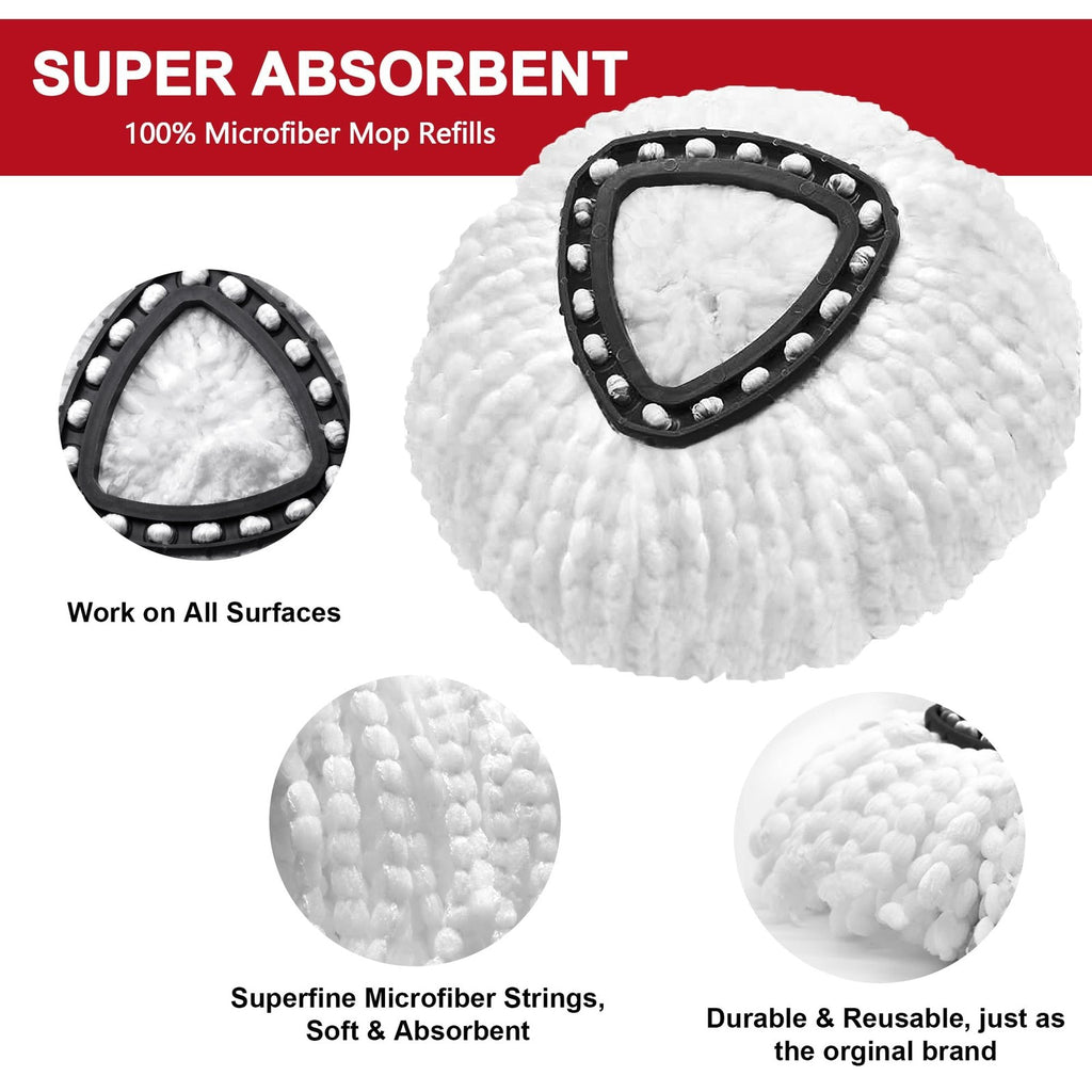 4 Pack Mop Head Replacements for O-Cedar EasyWring Spin Mop NOT RinseClean