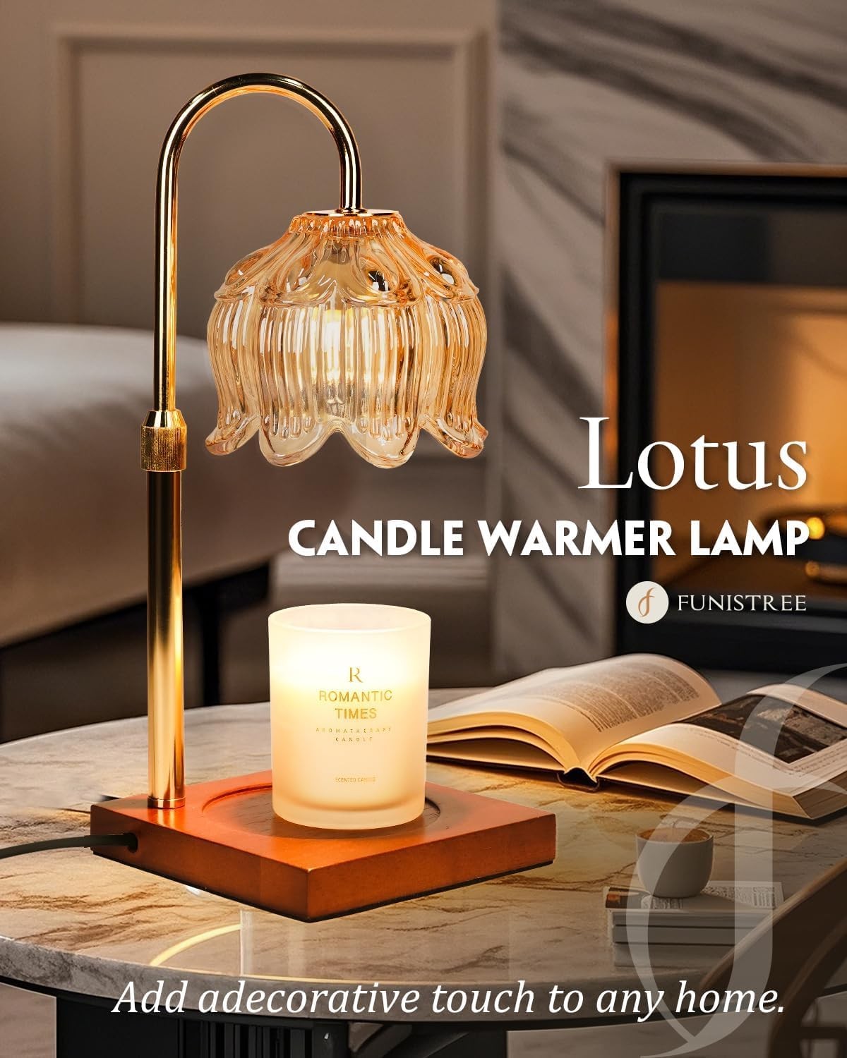 Flower Candle Warmer Lamp Timer Dimmer Adjustable Height Home Decor Gift