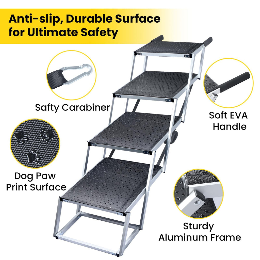 Dog Stairs for Large Dogs, Extra Wide Dog Ramp for Car with Non-Slip Surface,