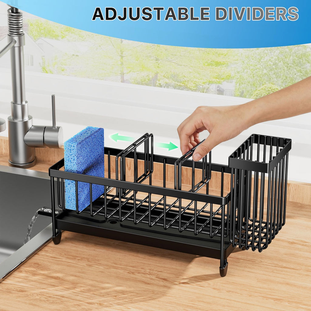Sponge Holder for Kitchen Sink Caddy Organizer with High Brush Holder Kitchen