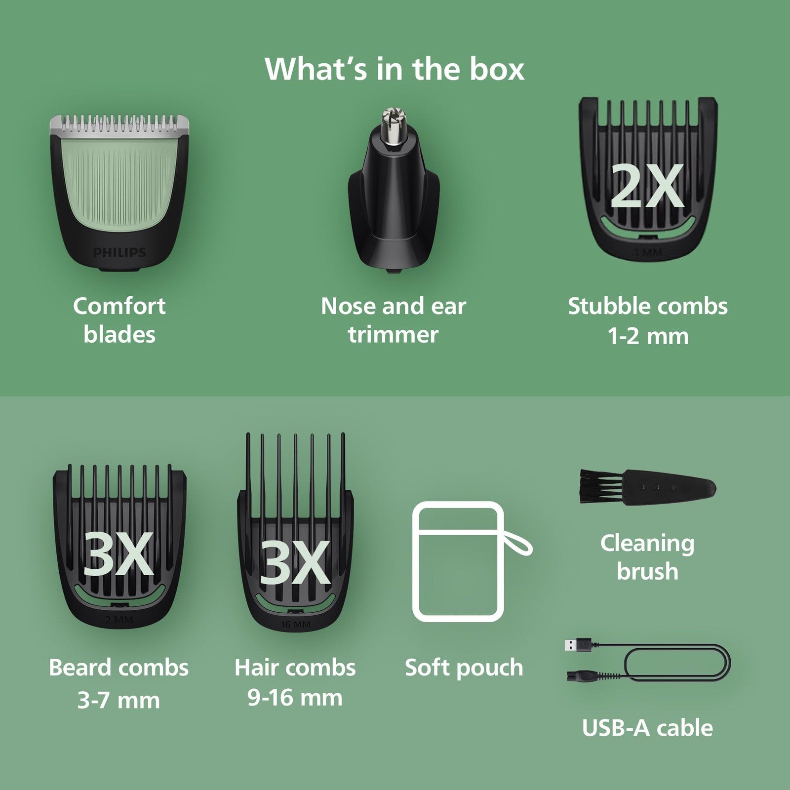 Philips Norelco 3000 13-in-1 Trimmer MG3919/50 Beard Hair Clipper USB Charging