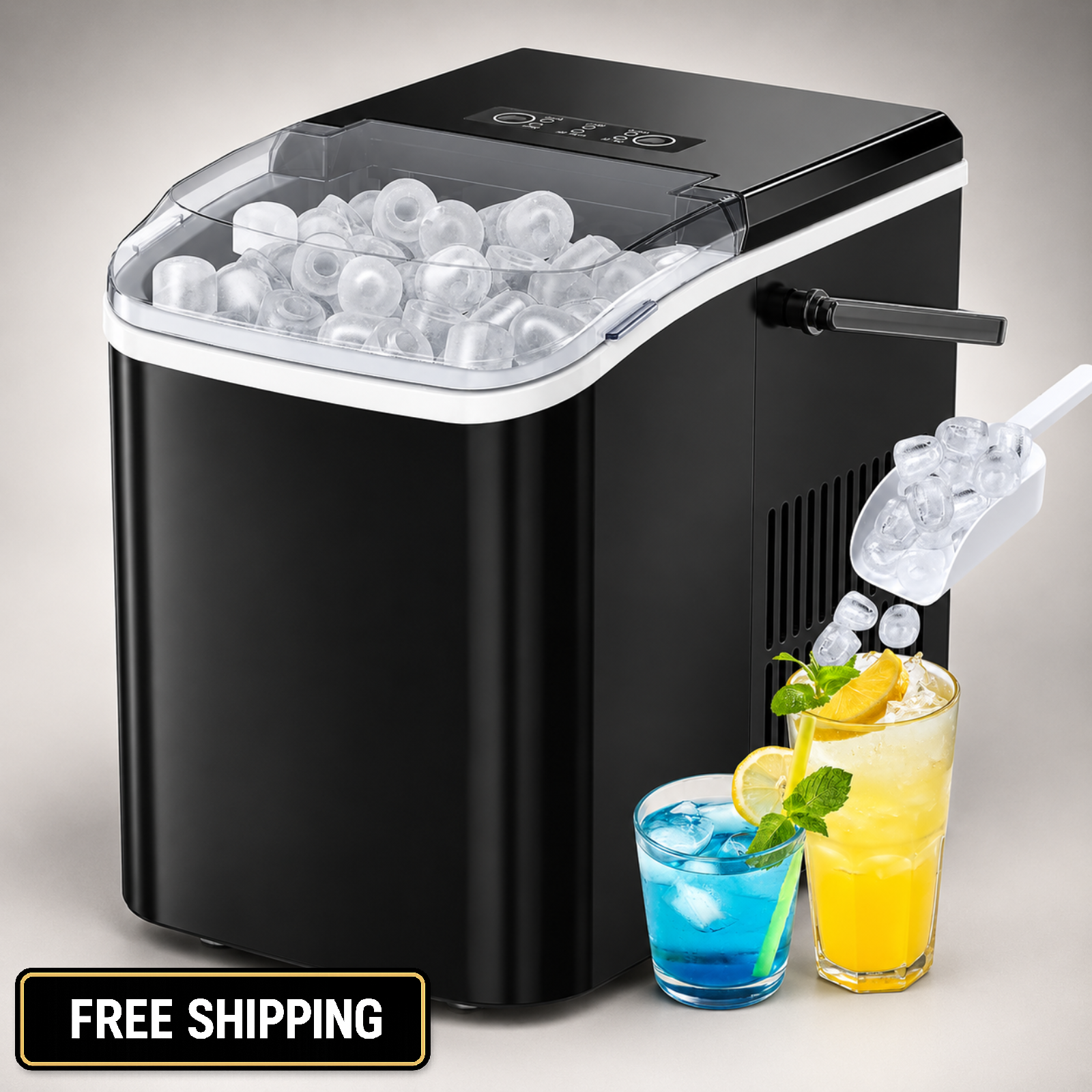 Portable Countertop Ice Maker 26lbs Daily 9 Cubes in 6 Mins Self Clean