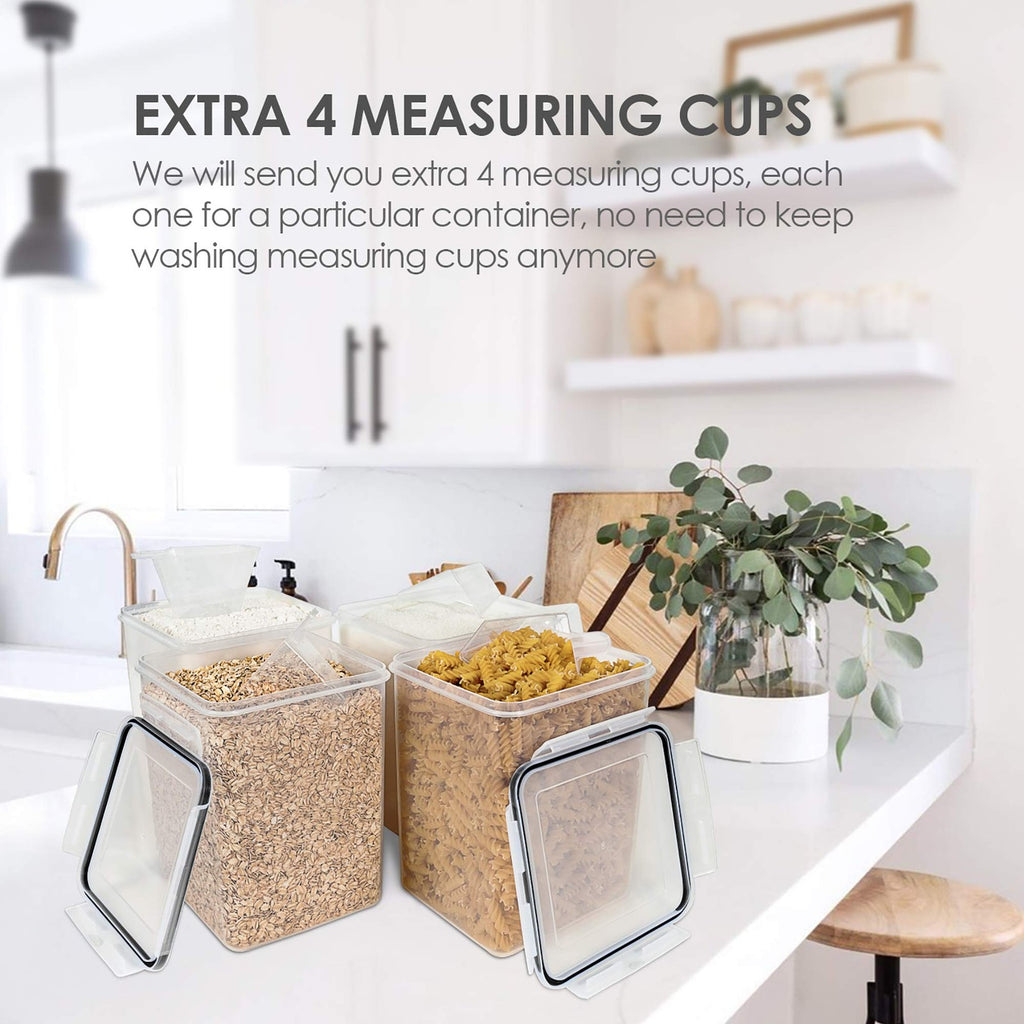 4 PCS Large Food Storage Containers 5.2L / 175oz, 4 Pieces BPA Free Plastic