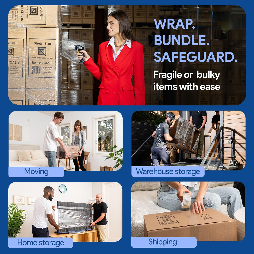 International Plastics 18" x 1200 ft Clear Stretch Film Wrap 500% Stretch 1 Roll