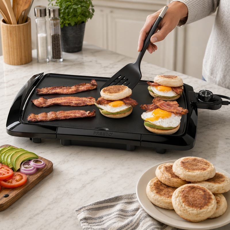 Electric Griddle Cool Touch Nonstick Flat Top Large Cooking Kitchen Indoor