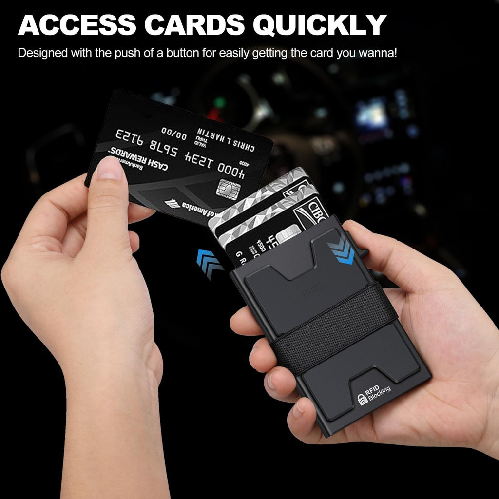 Slim Aluminum Card Holder Wallet for Men, Durable Expandable Backplate, RFID