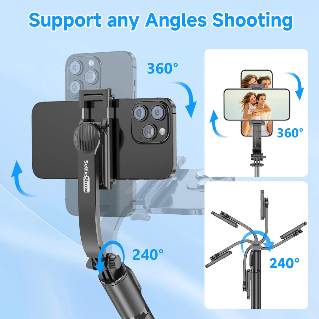 SelfieShow Selfie Stick, Extendable Selfie Stick Tripod with Wireless Remote