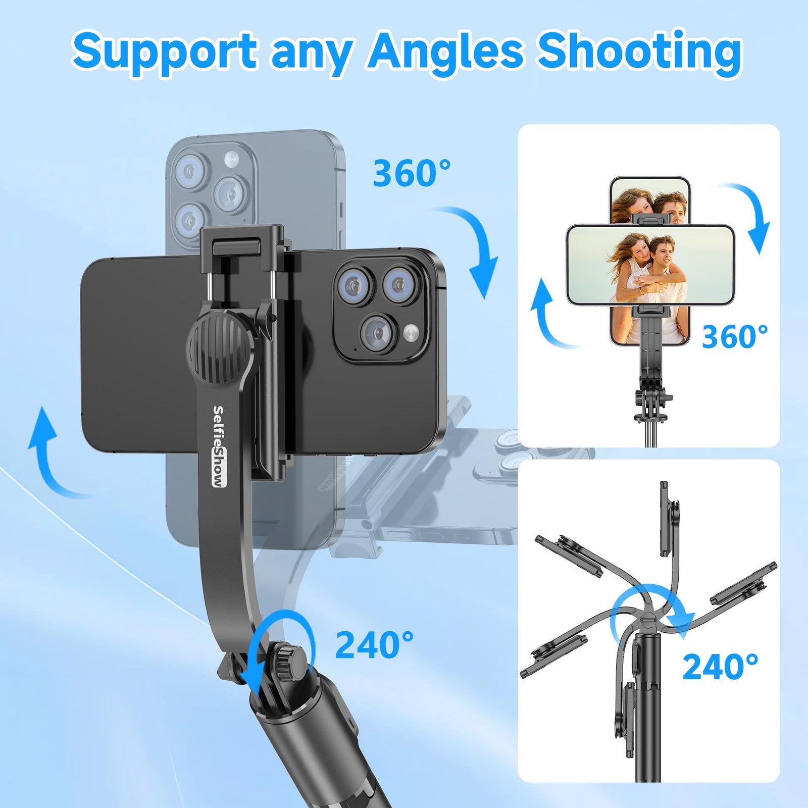SelfieShow Selfie Stick, Extendable Selfie Stick Tripod with Wireless Remote