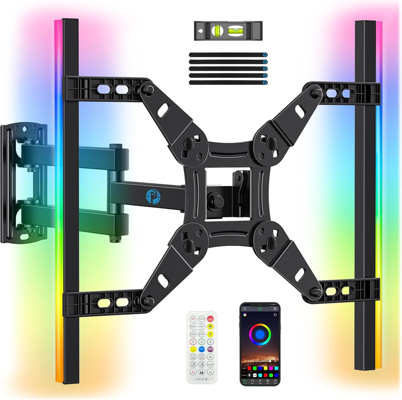 Pipishell Full Motion TV Wall Mount for Echo Show 21/15 and 13-43 Inch Flat Curv