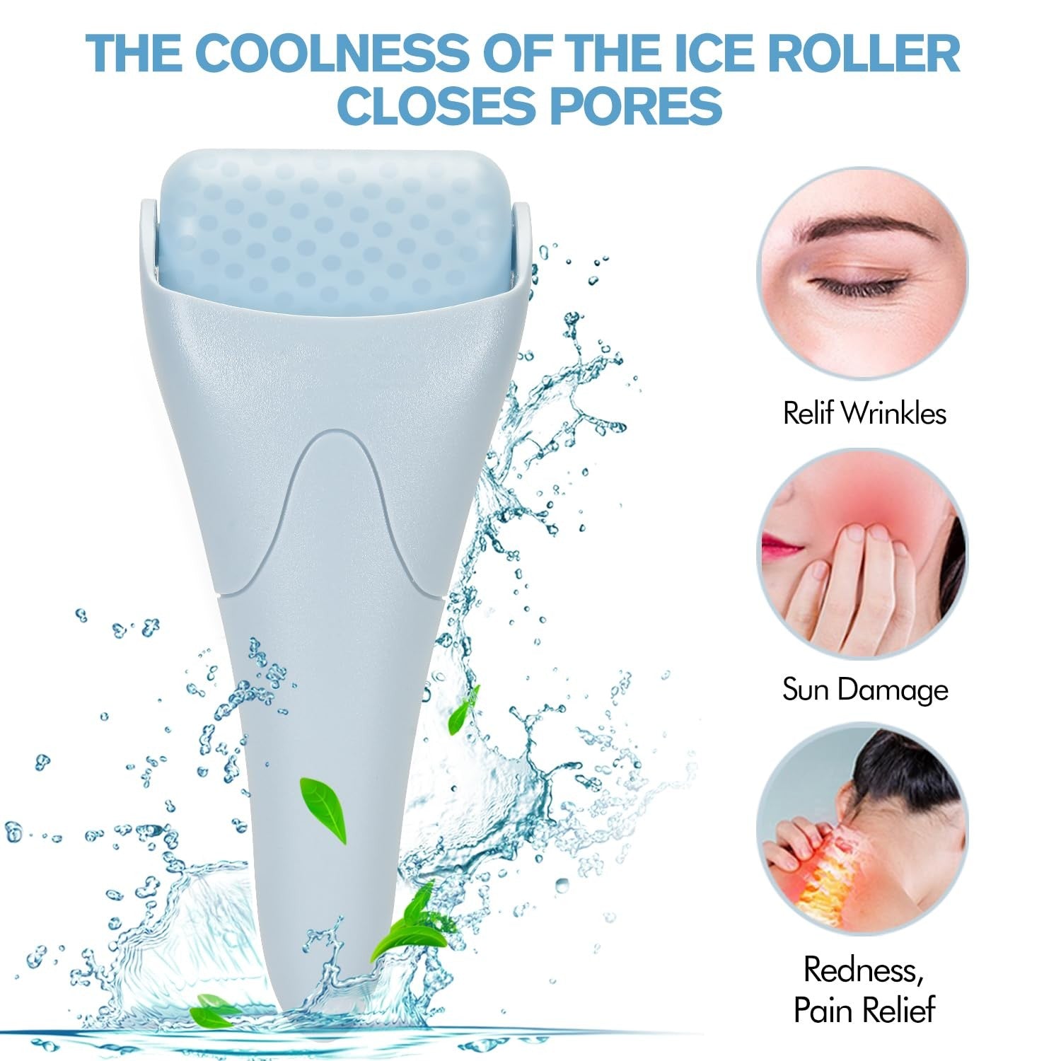 Fronnor Facial Ice Roller Cooling Massager Puffiness Relief Skincare Tool