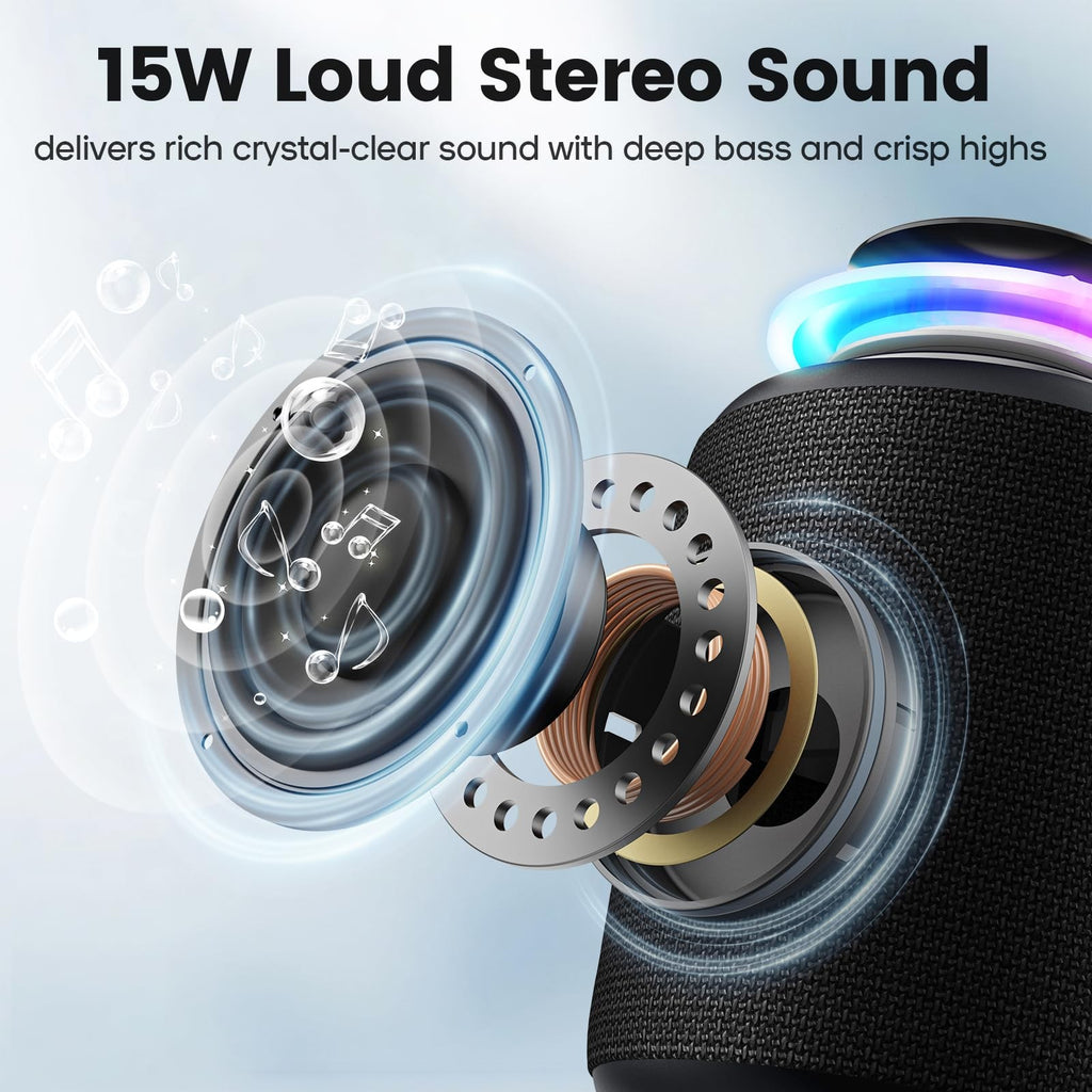 Bluetooth Speaker IP67 Waterproof 15W Stereo Sound RGB Portable Audio