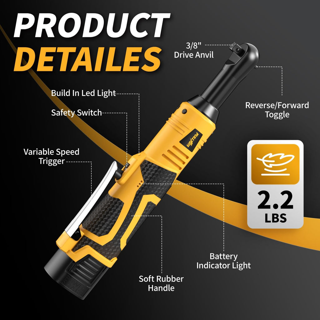 FULLYEA Cordless Electric Ratchet Wrench Set 550RPM 45Ft-lbs 16.8V Extd cordless