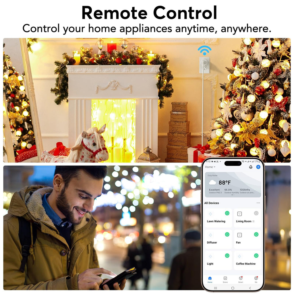 EIGHTREE WiFi Smart Plug 4-Pack 2.4GHz Alexa Google Timer Remote Outlet