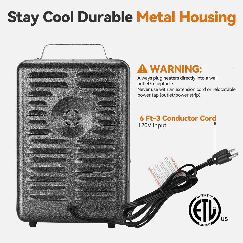 Shinic Space Heater,1500W Milkhouse Heater with Thermostat, Stay Cool Durable