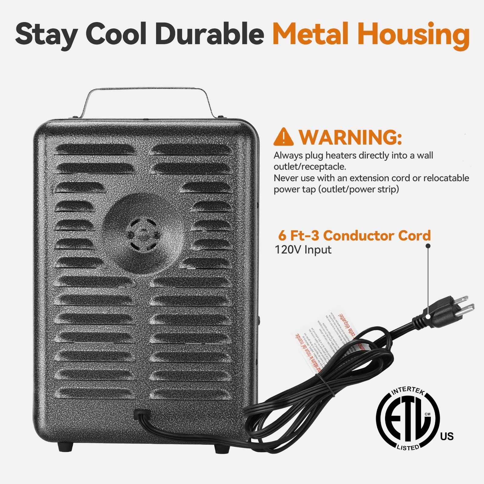 Shinic Space Heater,1500W Milkhouse Heater with Thermostat, Stay Cool Durable