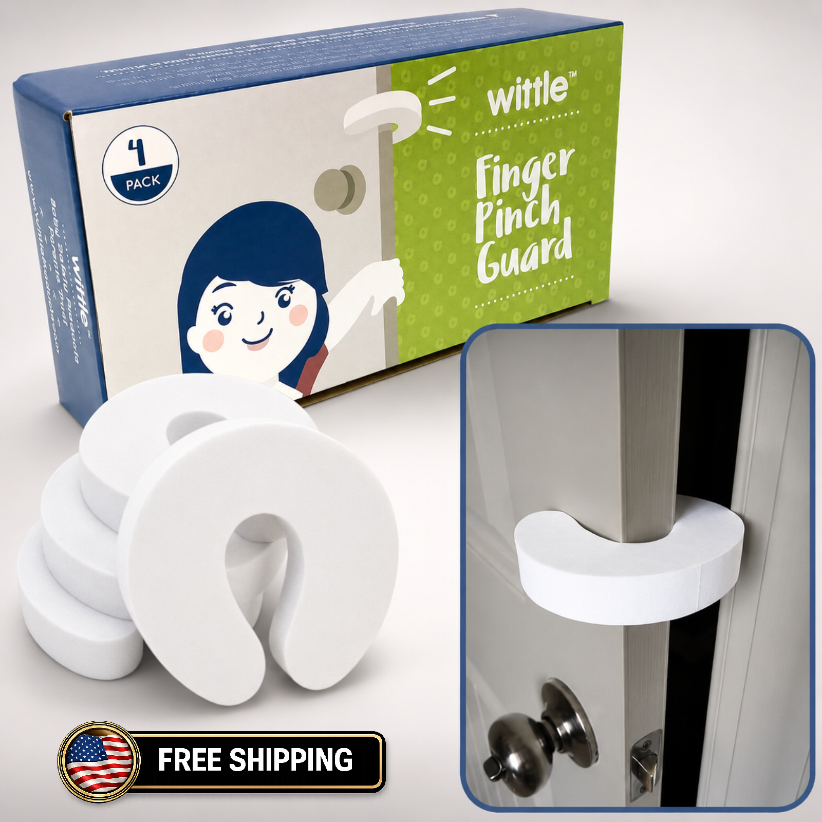 Wittle Baby Proofing Door Stopper  4pk Soft EVA Foam Finger Pinch Guard Prevents