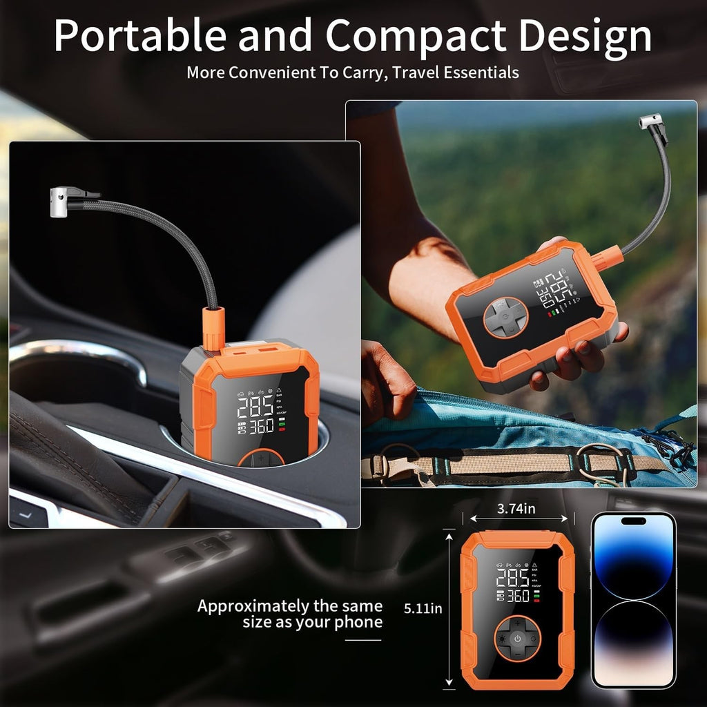 Portable Tire Inflator 150 PSI Cordless Air Pump Car Bike Compressor